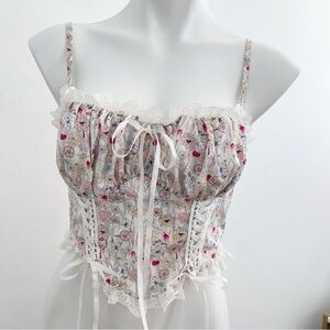 Vintage style Corset Floral Lace-Up Crop Top